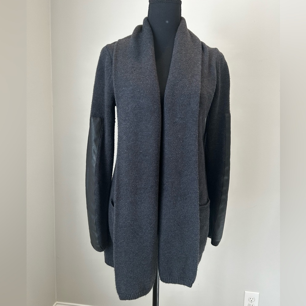 BCBGMaxAzria Cardigan with Leather Sleeves Size S